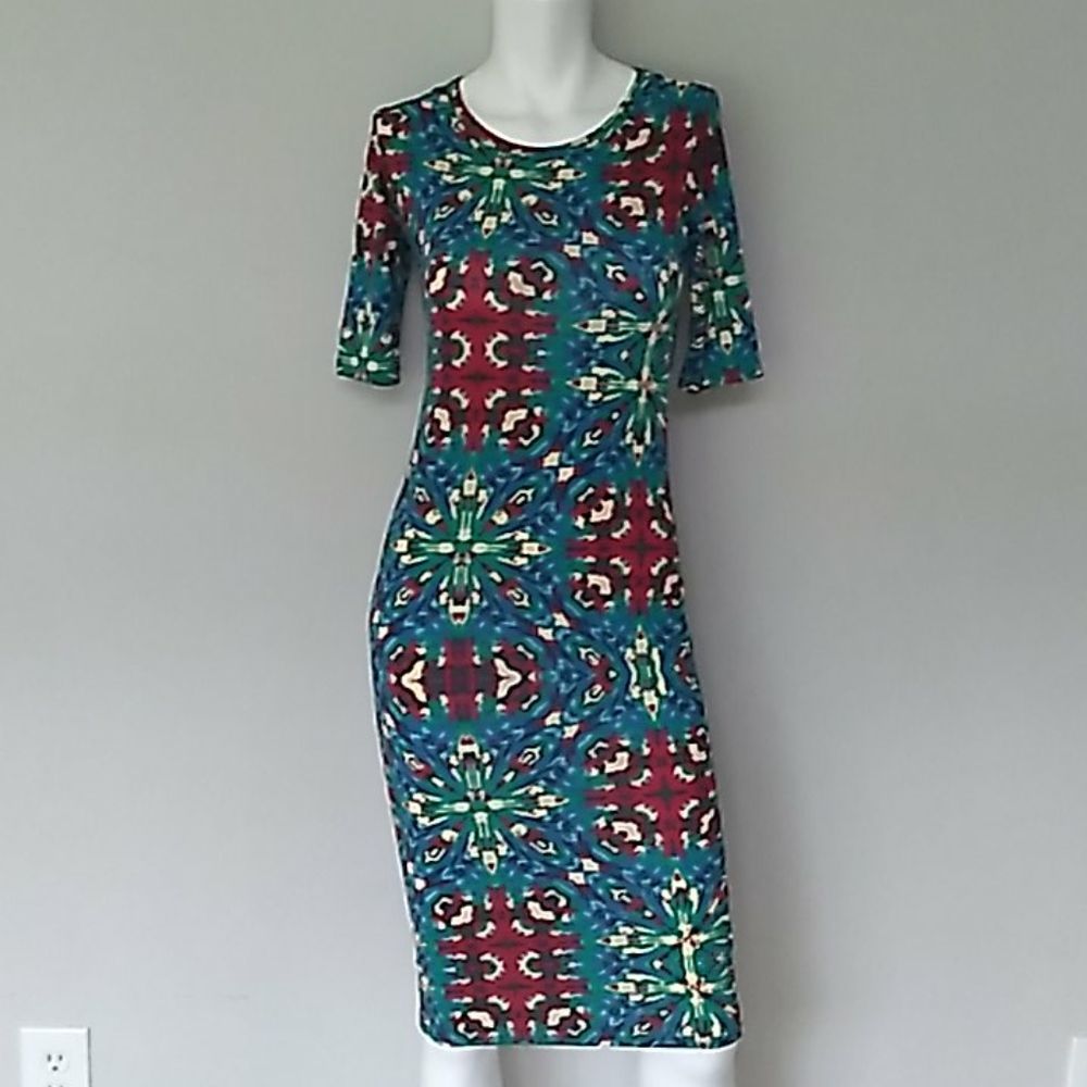 Lularoe Bold Multicolored Julia Dress. Size XXS